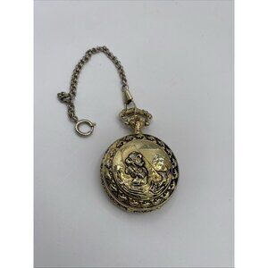 Mickey Mouse Verchron Quartz Fishing Pocket  Watch with chain